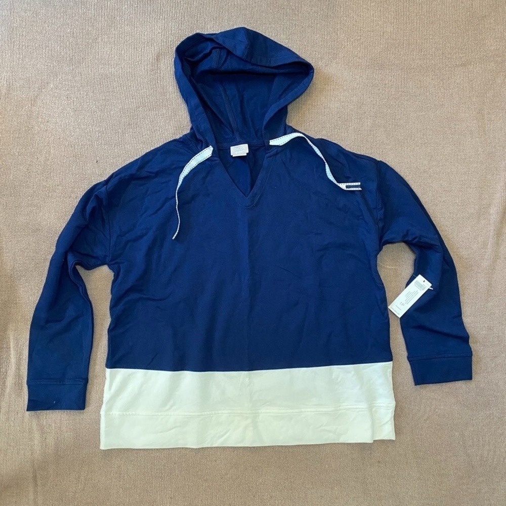 New Chicos Zenergy 1P Colorblocked Hooded‎ V-Neck Pullover Long Sleeved Shirt